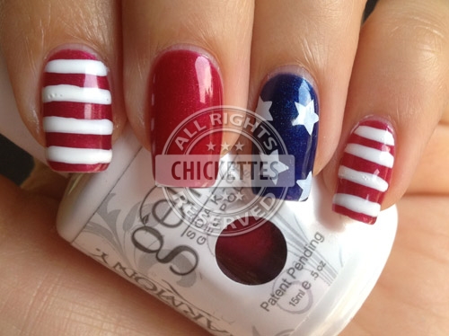 gelish patriotic nail art. This is my manicure for the 4th!